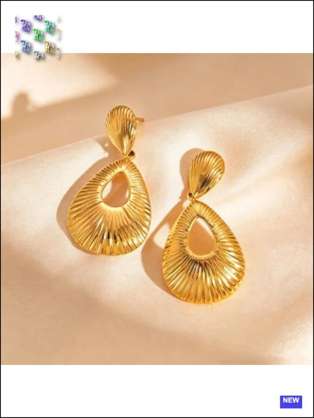 Large Chunky Gold Hollow Circular Dangle Earrings, Vintage Geometric Ribbed